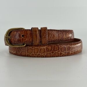 Vintage 80s 90s Lizard Embossed Leather Belt 34 Italy